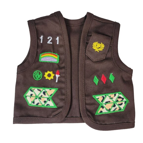 Girl Scouts Clothes for 18" Doll 4 PCS Skirt Top Hat Patch Vest Hook Loop OG AG - Picture 10 of 13